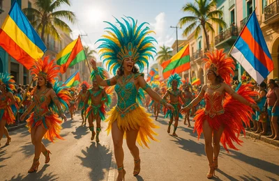 Kleurrijke optocht tijdens een Latijns-Amerikaans festival